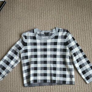 Theory Plaid Black and White Sweater